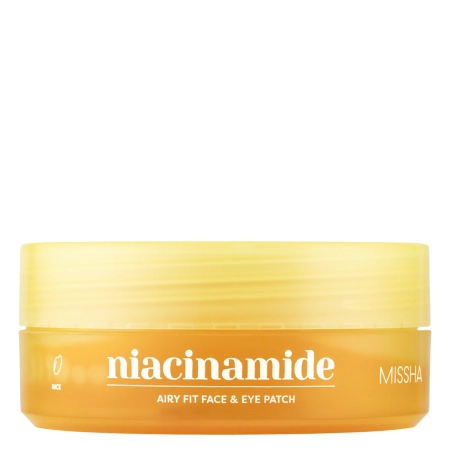 Missha - Airy Fit Niacinamide Brightening Face & Eye Patch - Šviesinantys Hidrogelio Padeliai su Niacinamidu - 60vnt