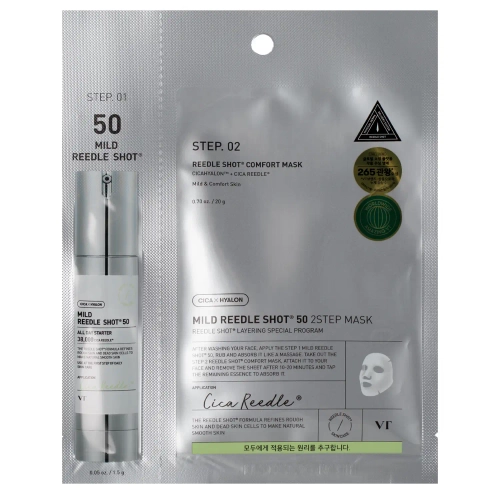 VT Cosmetics - Mild Reedle Shot 50 2Step Mask - Stangrinamoji Lakštinė Kaukė Veidui - 1,5g+20g