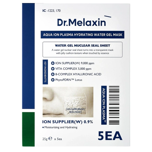 Dr.Melaxin - Aqua Ion Plasma Hydrating Water Gel Mask - Drėkinamoji Veido Gelio Kaukė - 5x25g