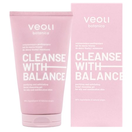 Veoli Botanica - CLEANSE WITH BALANCE - Valomasis ir Šveičiamasis Veido Prausimosi Gelis Riebiai ir Mišriai Odai - 150ml