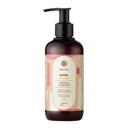 HairTry - Shine (f)low - minkštinamasis kondicionierius mažo poringumo plaukams - 250ml