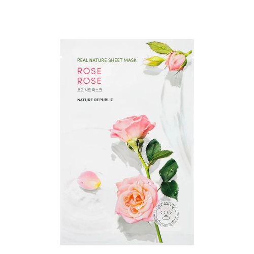 Nature Republic - Real Nature Rose Sheet Mask - Lakštinė Kaukė su Rože - 1vnt/23ml