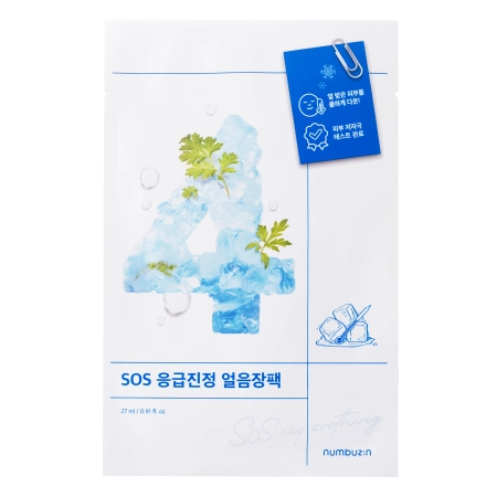 Numbuzin - No.4 Icy Soothing Sheet Mask – Vėsinanti Lakštinė Kaukė – 27 ml