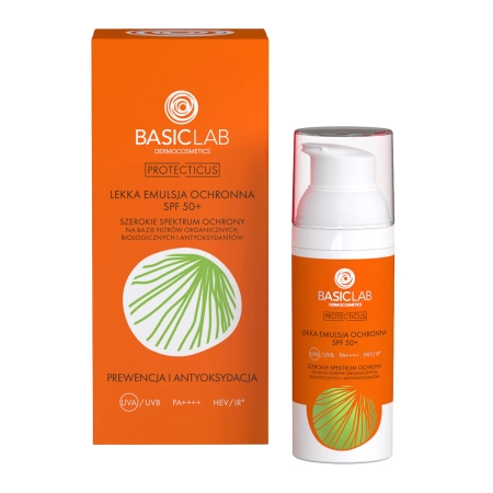 BasicLab - Prevencija ir Antioksidacija - Lengva Apsauginė Emulsija SPF50+ PPD 52,3 - 50ml