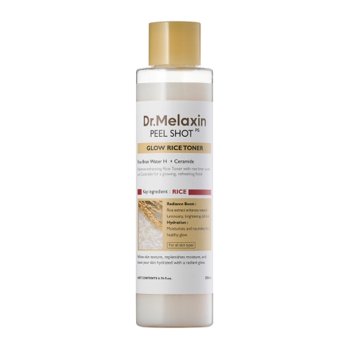 Dr.Melaxin - Peel Shot Glow White Rice Toner - Skaistinantis Tonikas su Ryžių Sėlenų Vandeniu - 200ml