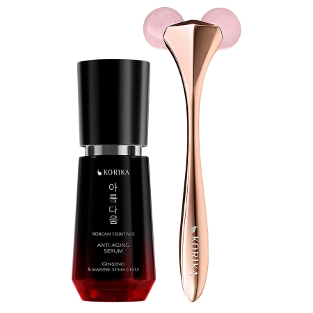 KORIKA - Anti-age Skincare Set - Anti-aging Serum 30 ml & 3D Face Roller - Rinkinys nuo Raukšlių - Serumas + Veido Volelis - 30ml+1vnt