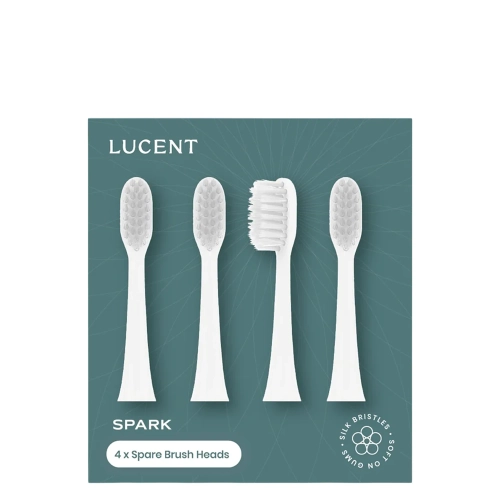 Be Lucent - Spark Sonic Toothbrush Heads - Keičiamos Galvutės Sonic Dantų Šepetėliui - White - 4vnt