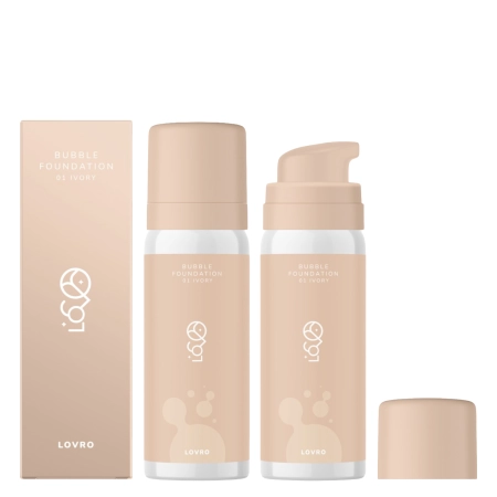 LOVRO - Bubble Foundation - Makiažo Pagrindas su Lengva Švytėjimo Suteikiančia Formule - 01 Ivory - 50ml