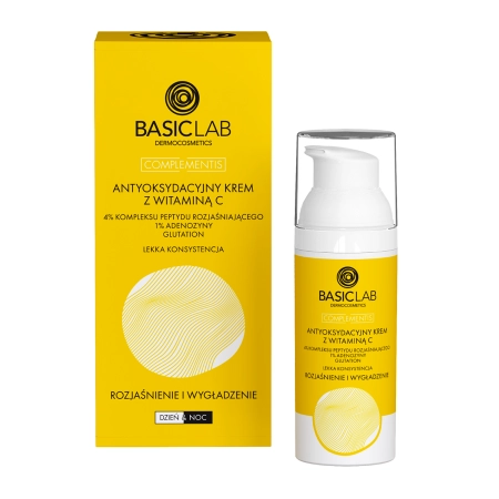 BasicLab - Skaistinimas ir Glotninimas - Antioksidacinis Kremas su Vitaminu C Lengvos Konsistencijos - 50ml