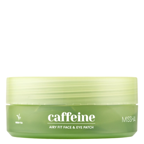 Missha - Airy Fit Caffeine Depuffing Face & Eye Patch - Hidrogeliniai Pleistrai Veidui ir Paakiams nuo Paburkimo su Kofeinu - 60vnt.