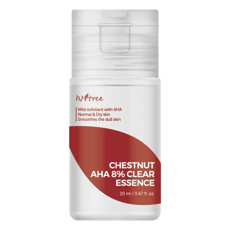 Isntree - Chestnut AHA 8% Clear Essence - Veido esencija su pieno rūgštimi ir glikolio rūgštimi - 20ml