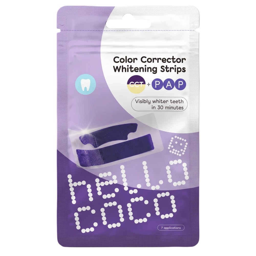 hello coco - Color Corrector Whitening Strips - Balinamosios Dantų Juostelės - 14 vnt