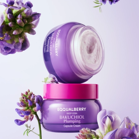 EQQUALBERRY - Bakuchiol Plumping Capsule Cream - Stangrinamasis ir Drėkinamasis Veido Kremas su Bakučioliu - 50ml