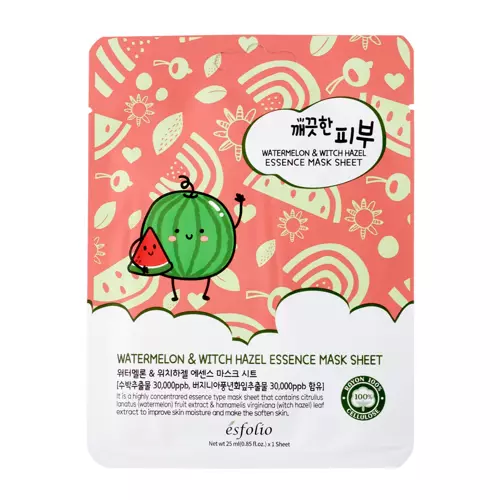 Esfolio - Pure Skin Watermelon & Witch Hazel Essence Mask Sheet - Lakštinė Kaukė - 25ml