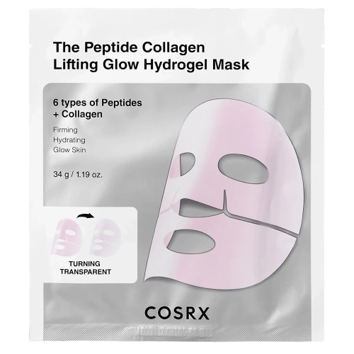 COSRX - Peptide Collagen Glow Hydrogel Mask - Hidrogelinė Kaukė su Peptidais ir Kolagenu - 34g