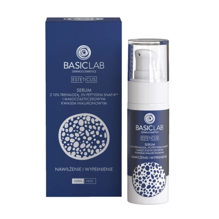 BasicLab - Esteticus - Drėkinimas ir Užpildymas - Serumas su 10 % Trehaloze, 5 % Peptidu ir Hialurono Rūgštimi - 30ml