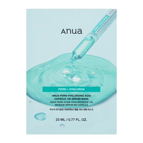 Anua - PDRN + Hyaluron 100 Serum Mask - Drėkinamoji ir Skaistinamoji Lakštinė Kaukė - 23ml