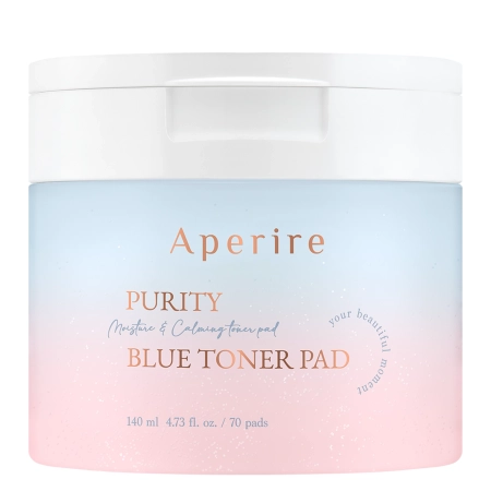 Aperire - Purity Blue Toner Pad - Drėkinantys ir Raminantys Veido Vatos Diskeliai - 70vnt/140ml