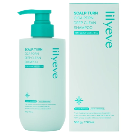 lilyeve - Scalp:Turn Cica PDRN Deep Clean Shampoo - Raminamasis-Valomasis Šampūnas Plaukams ir Galvos Odai - 500g