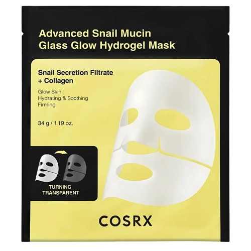 COSRX - Advanced Snail Mucin Glass Glow Hydrogel Mask - Hidrogelinė Kaukė su Sraigių Gleivėmis - 34g