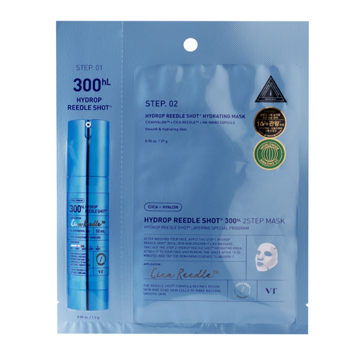 VT Cosmetics - Hydrop Reedle Shot 300hL 2 žingsnių kaukė - drėkinamoji hidrogelinė veido kaukė - 1,5g+27g