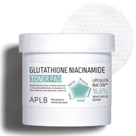 APLB - Glutathione Niacinamide Toner Pad - Šviesinančios Veido Pagalvėlės - 60vnt/100ml