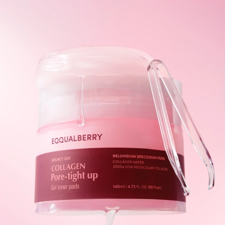 EQQUALBERRY - Collagen Pore Tight Up Gel Toner Pad - Veido Pagalvėlės Sutraukiačios Poras - 60vnt/140ml