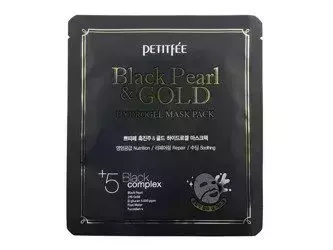 Petitfee - Black Pearl & Gold Hydrogel Mask Pack - Hidrogelinė Veido Kaukė Juodoji Perla ir Auksas - 32g