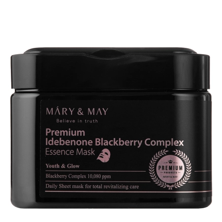 Mary&May - Premium Idebenon Blackberry Complex Essence Mask - Lakštinių kaukių Rinkinys Veidui - 20vnt.