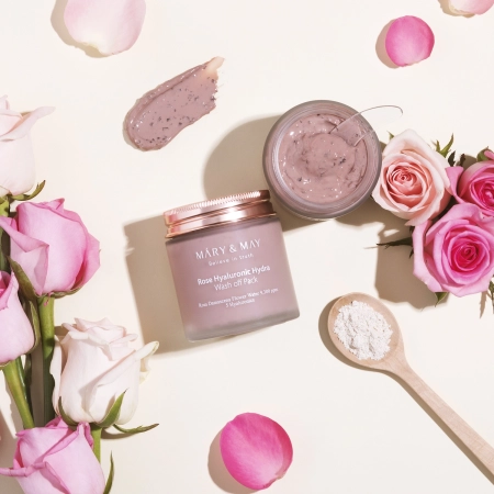 Mary&May - Rose Hyaluronic Hydra Wash off Pack - Drėkinamoji Molio Kaukė - 125g