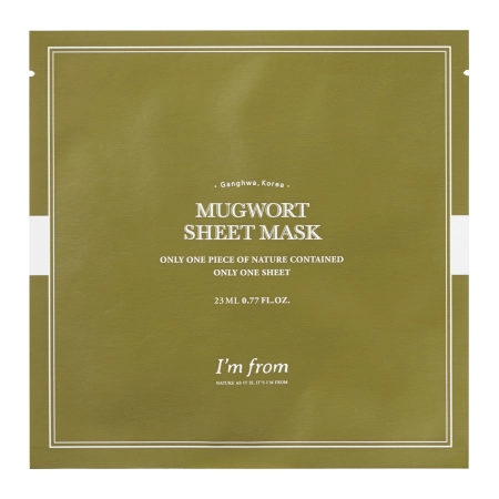 I'm From - Mugwort Sheet Mask – Raminanti Kaukė su Pelynų Ekstraktu – 1 vnt., 23 ml