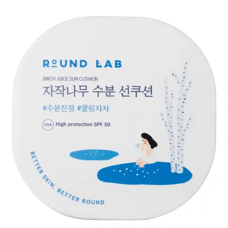 Round Lab - Birch Juice Moisturizing Sun Cushion SPF50 - Drėkinamasis Apsauginis Kremas nuo Saulės su Beržų Sultimis - 15g