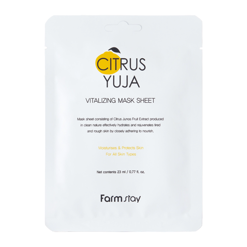 Farmstay - Citrus Yuja Vitalizing Mask Sheet - Atgaivinantis Lakštinė Kaukė su Yuzu Vaisių Ekstraktu - 23ml/1vnt