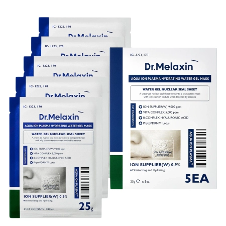 Dr.Melaxin - Aqua Ion Plasma Hydrating Water Gel Mask - Drėkinamoji Veido Gelio Kaukė - 5x25g