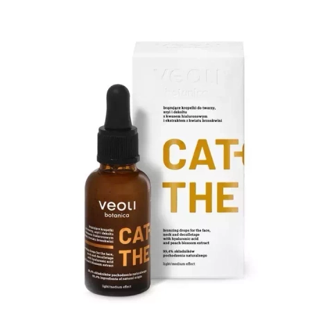 Veoli Botanica - Catch The Sun - Bronzavimo Lašeliai Veidui, Kaklui ir Dekoltė su Hialurono Rūgštimi ir Persikų Žiedų Ekstraktu - 30ml