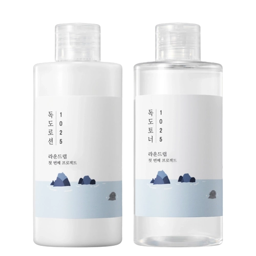 Round Lab - 1025 Dokdo Toner + Lotion - Drėkinamasis ir Raminamasis Priežiūros Rinkinys - 200ml + 200ml