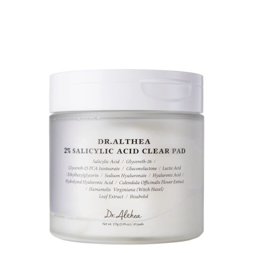 Dr. Althea - 2% Salicylic Acid Clear Pad - Valomieji Vatos Diskeliai su Salicilo Rūgštimi 2% - 65vnt.