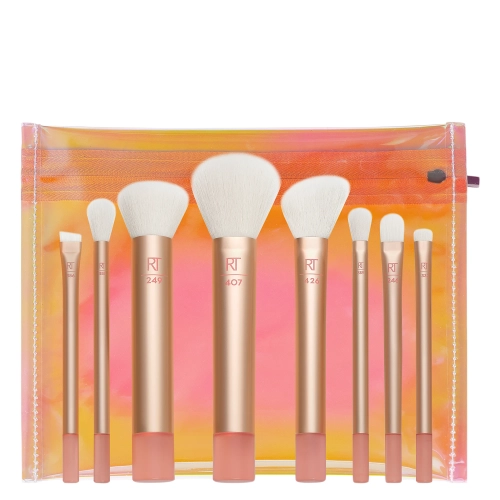 Real Techniques - The Wanderer Travel Brush Kit - Kelioninis Makiažo Šepetėlių Rinkinys su Kosmetine