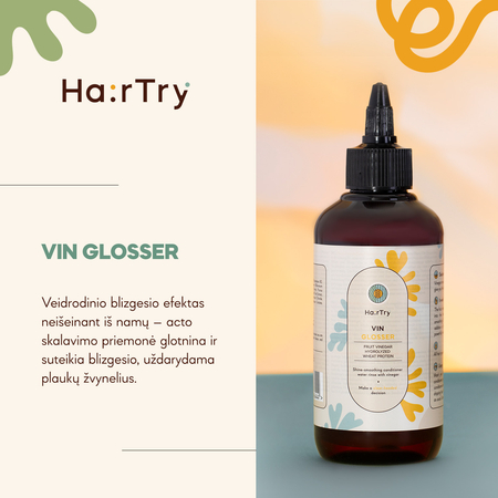 HairTry - Vin Glosser - Suteikianti Blizgesio ir Glotninanti Vynuogių Acto Plaukų Skalavimo Priemonė - 200ml