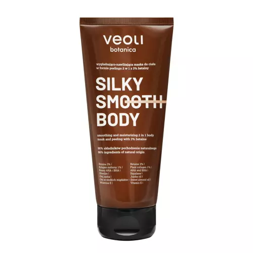 Veoli Botanica - Silky Smooth Body - Glotninamoji ir Drėkinamoji Kūno Kaukė-Peelingas 2in1 - 180ml