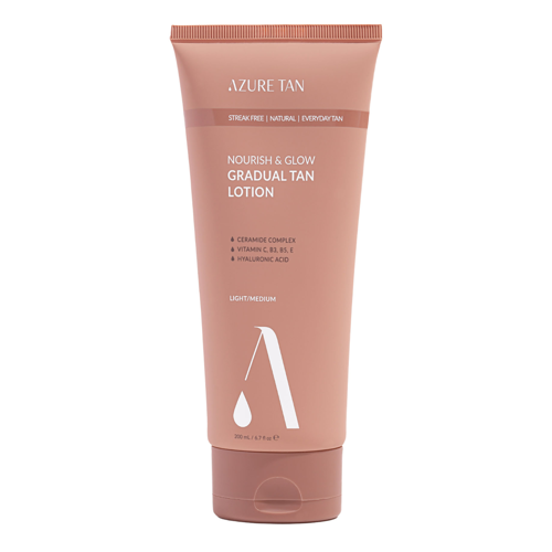 Azure Tan - Nourish & Glow Gradual Tan Lotion – Laipsniško Savaiminio Įdegio Kūno Losjonas – Light/Medium – 200 ml