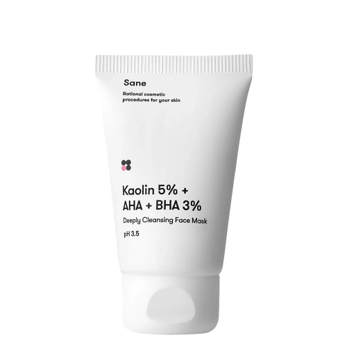 Sane - Kaolin 5% + AHA + BHA 3% Deeply Cleansing Face Mask - Giliai Valanti Veido Kaukė su Rūgštimis - 40ml