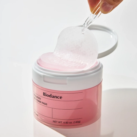 Biodance - Collagen Gel Toner Pads - Stangrinamieji Kolageno Veido Vatos Diskeliai - 60vnt