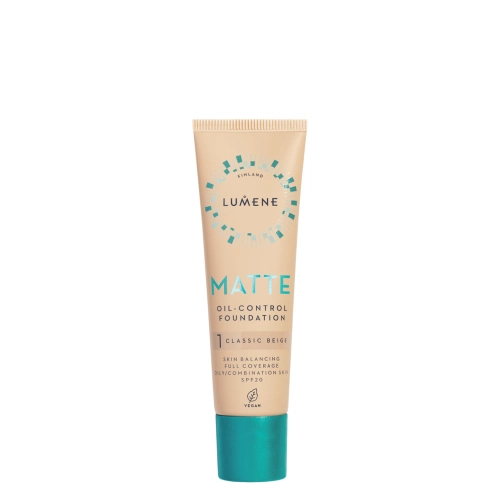 Lumene - Matte Oil Control Foundation SPF 20 - Matuojantis Makiažo Pagrindas - 1 Classic Beige - 30ml