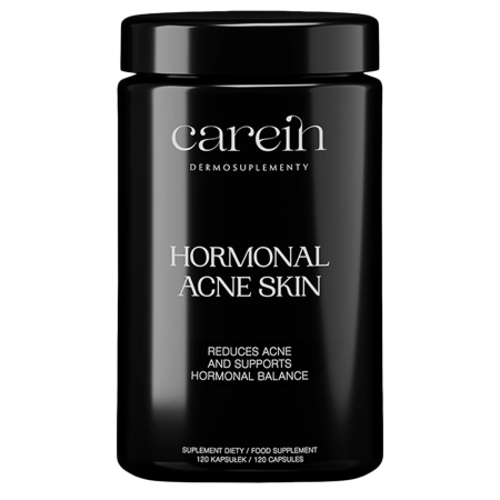 Carein - Hormonal Acne Skin - Dermosuplementas - Spuogų Mažinimas ir Hormoninės Pusiausvyros Palaikymas - 120kaps