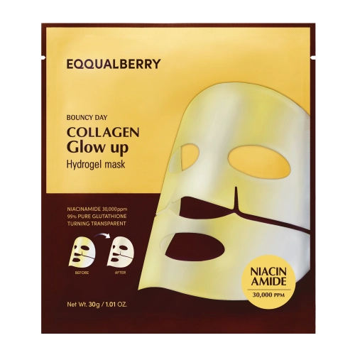EQQUALBERRY - Collagen Glow Up Hydrogel Mask - Švytėjimo Suteikianti Kolageno Veido Kaukė - 30g