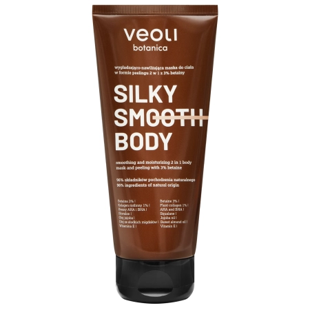 Veoli Botanica - Silky Smooth Body - Glotninamoji ir Drėkinamoji Kūno Kaukė-Peelingas 2in1 - 180ml