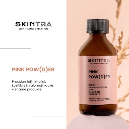 SkinTra - Pink Pow(d)er - Daugiafunkcinė Valanti Enzimatinė Molinė Pudra - 40g