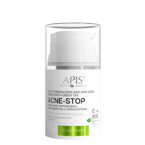 Apis - Home Terapis - Acne-Stop - Light Normalizing and Anti-Acne Cream with Green Tea - Lengvas Normalizuojantis ir Antispuoginis Kremas su Žaliąja Arbata - 50ml