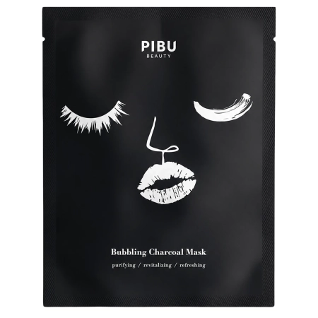 PIBU Beauty - Bubbling Charcoal Mask - Putojanti Lakštinė Kaukė Veidui su Aktyvuota Anglimi - 27ml